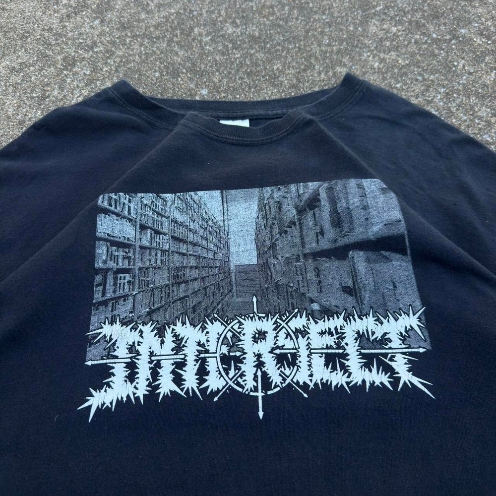 Vintage Y2K Intersect Band Tee Metal‎ Graphic Streetwear Faded Black XL g3b